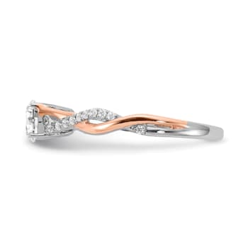 14K Two-tone Lab Grown Diamond Twist Design Complete Engagement Ring 0.62ctw