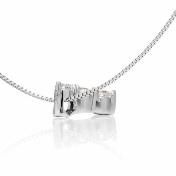 White Cubic Zirconia 14k White Gold Pendant With Chain 0.20ctw