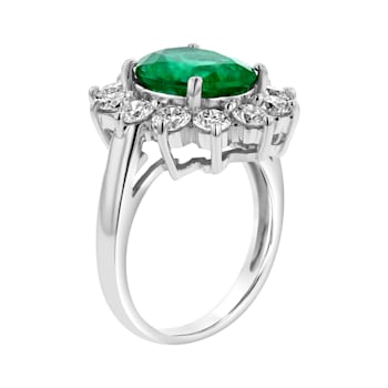 4.30ctw Emerald and Diamond Ring in 14k White Gold