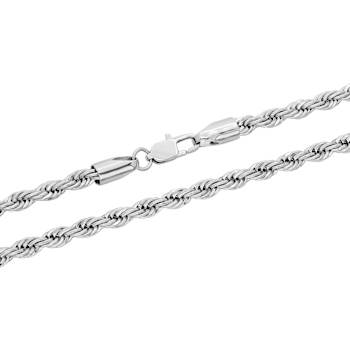 Robert Alton Men's Rope Chain Necklace 5mm In Stainless Steel 24 Inch