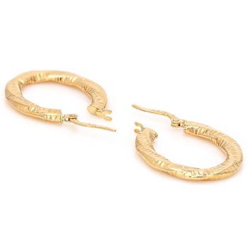 Twisted Oval Hoop Earrings In 14K Gold