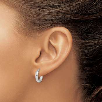 Rhodium Over 14k White Gold Polished 5/8" Hoop Earrings