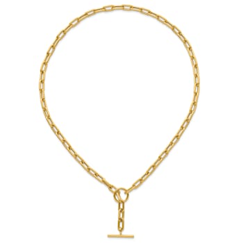 14K Yellow Gold Paperclip 18-inch Toggle Necklace