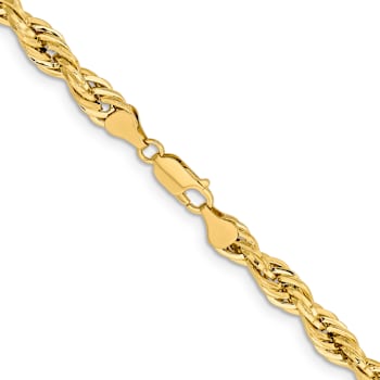 14k Yellow Gold 7mm Rope Link 22 Inch Chain