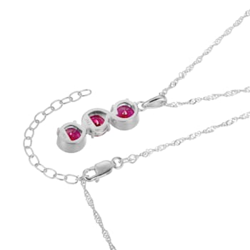 Lab Created Ruby Platinum Over Sterling Silver July Birthstone Pendant 3.84ctw