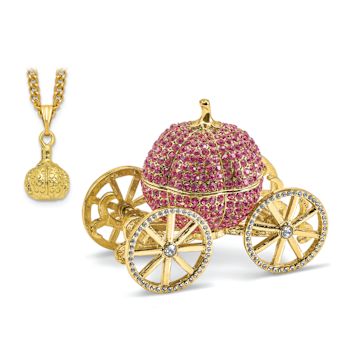 ETERNALLY YOURS Pink Pumpkin Coach with Ring Pad Trinket Box