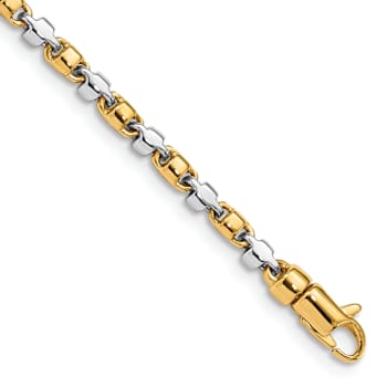 14K Two-tone Gold 2.6mm Hand-polished Fancy Link Bracelet