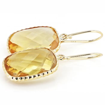 Yellow Citrine 14K Yellow Gold Dangle Earrings 18.00ctw