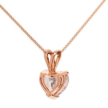 White Cubic Zirconia 14k Rose Gold Pendant With Chain 2.00ctw
