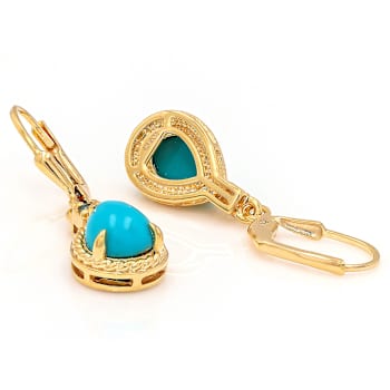 Turquoise Pear And Swiss Blue Topaz Earrings In 18K Gold Over Sterling
Silver 0.08ctw
