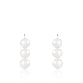 4.5-5mm White Cultured Freshwater Pearl Rhodium Over Sterling Silver Earrings