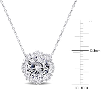 Lab Created White Sapphire 10k White Gold Pendant With Chain 4.37ctw