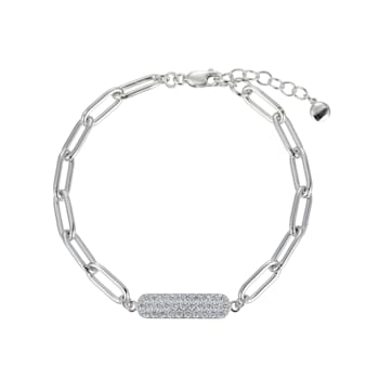 White Cubic Zirconia Platineve Paperclip Bracelet 1.24ctw