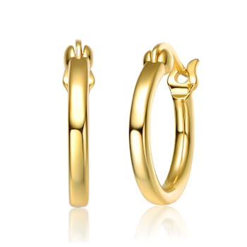 Polished Hoop Earrings In 14K Gold Over Sterling Silver