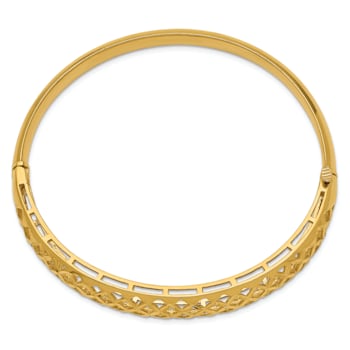 14k Yellow Gold 6.25-12.5mm Diamond-Cut Graduated Fancy Weave Hinged
Bangle Bracelet