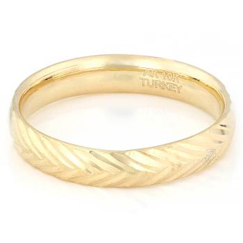 Chevron Diamond Cut Band Ring In 10K Yellow Gold