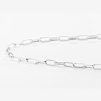 Elongated Paperclip LInk ChaIn Necklace In Sterling Silver 20"