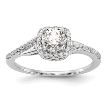 Rhodium Over 14K White Gold Lab Grown Diamond Complete Cushion Halo
Engagement Ring 0.70ctw