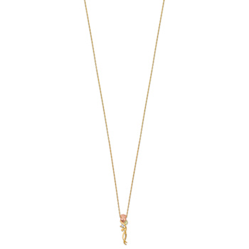 10k Yellow Gold  12k Rose Gold and 12k Green Gold Accent Diamond Rose
Pendant  18 Inch Chain