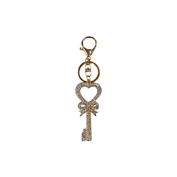 Gold Tone Clear Crystal Key Chain