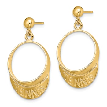 14K Yellow Gold 3D Tennis Visor Dangle Earrings