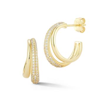 Rachel Zoe Pave and Polished Double Hoop Earrings in 14K Gold Over
Sterling Silver