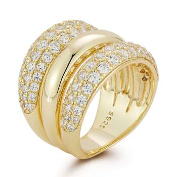 Rachel Zoe CZ Triple Dome Stacked Ring in 14K Gold Over Sterling Silver