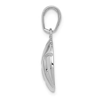 Rhodium Over 14k White Gold Polished and Textured Volleyball Pendant