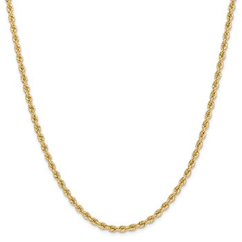 14k Yellow Gold 3.3mm Solid Rope 18 Inch Chain