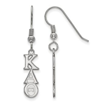Rhodium Over Sterling Silver LogoArt Kappa Alpha Theta Small Dangle Earrings