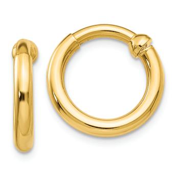 14k Yellow Gold 3/8" Non-Pierced Hoop Earrings
