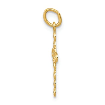14k Yellow Gold Small Polished and Textured Cross Charm