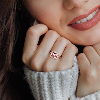 3.90ctw Morganite And Diamond 14k Rose Gold Halo Ring