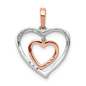 10k White Gold and 10k Rose Gold Diamond Heart Pendant