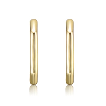 Hexagonal Open Hoop Earrings In 14K Gold Over Brass