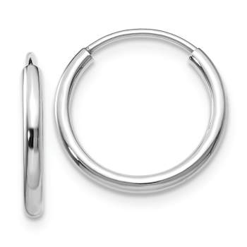 Rhodium Over 14k White Gold Polished 9/16" Endless Hoop Earrings