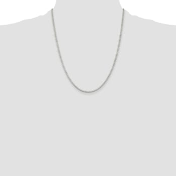Sterling Silver 2mm Box Chain with 4-inch Extension Necklace