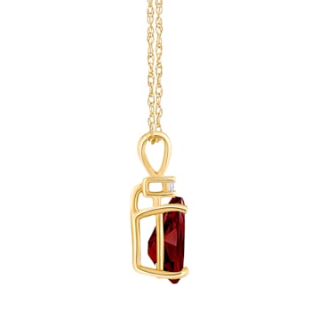 8x5mm Pear Shape Garnet with Diamond Accent 14k Yellow Gold Pendant With Chain