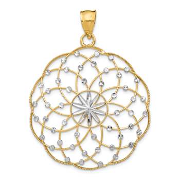 14K Two-tone Gold  Diamond-Cut Sphere Pendant