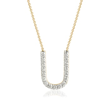 Lab-Grown Diamond Initial U Necklace In 14K Gold Over Sterling Silver 0.50ctw