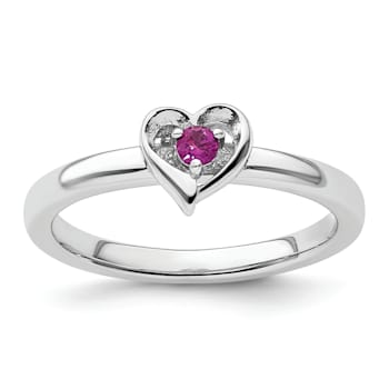 Sterling Silver Stackable Expressions Rhodolite Heart Ring 0.09ctw