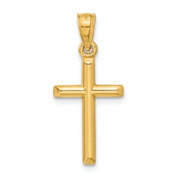 14k Yellow Gold Polished Cross Pendant