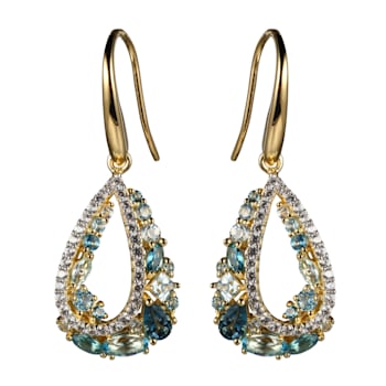 Sky Blue Topaz 18k Yellow Gold Over Sterling Silver Earrings