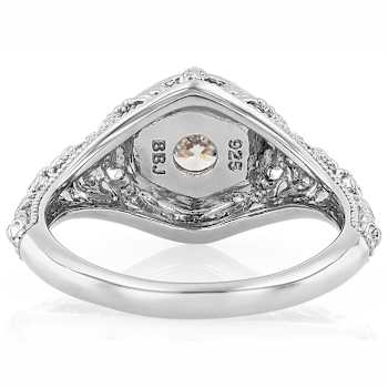 Diamond Simulant Vintage Inspired Ring In Sterling Silver