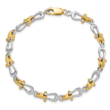 14k Yellow Gold and 14k White Gold Textured Mariner's Link Bracelet