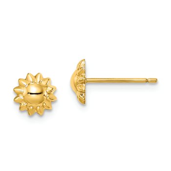 14k Yellow Gold Children's 6.3mm Sunflower Stud Earrings