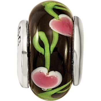 Sterling Silver Black Hand-blown Glass Bead