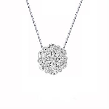 0.15ctw Diamond Cluster Pendant in 14k White Gold