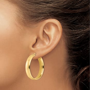14k Yellow Gold Polished 1 5/16" Hoop Earrings