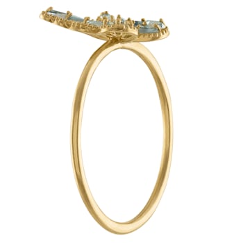 10K Yellow Gold Marquise Sapphire and London Blue Topaz Butterfly Ring .16ctw